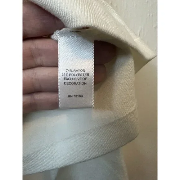 Spense Ivory Pearl Trim Cropped Cardigan Sweater Women’s Medium Elegant Bolero - Picture 5 of 6